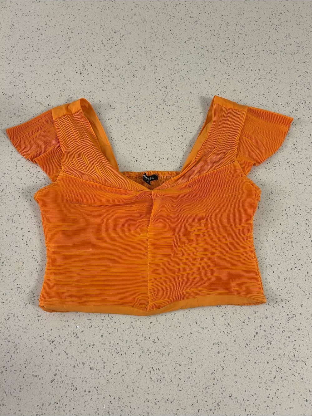 Bright Orange Pleated Square-Neck Top (Express)